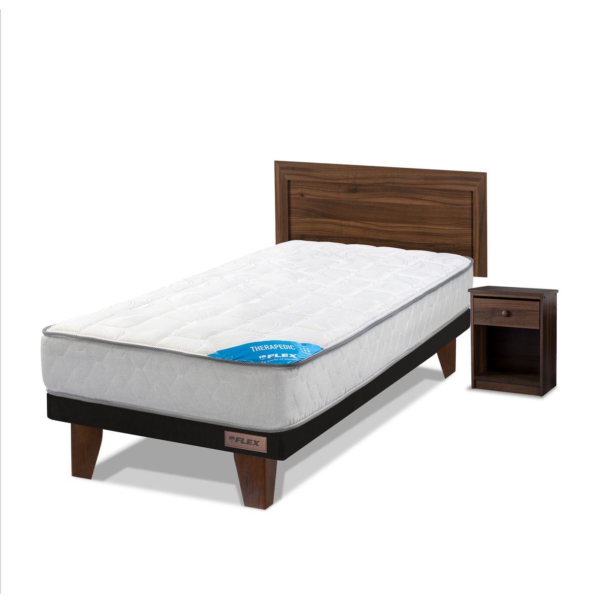 FLEX - Cama Europea Flat Therapedic New 1 plaza + Set Asturias