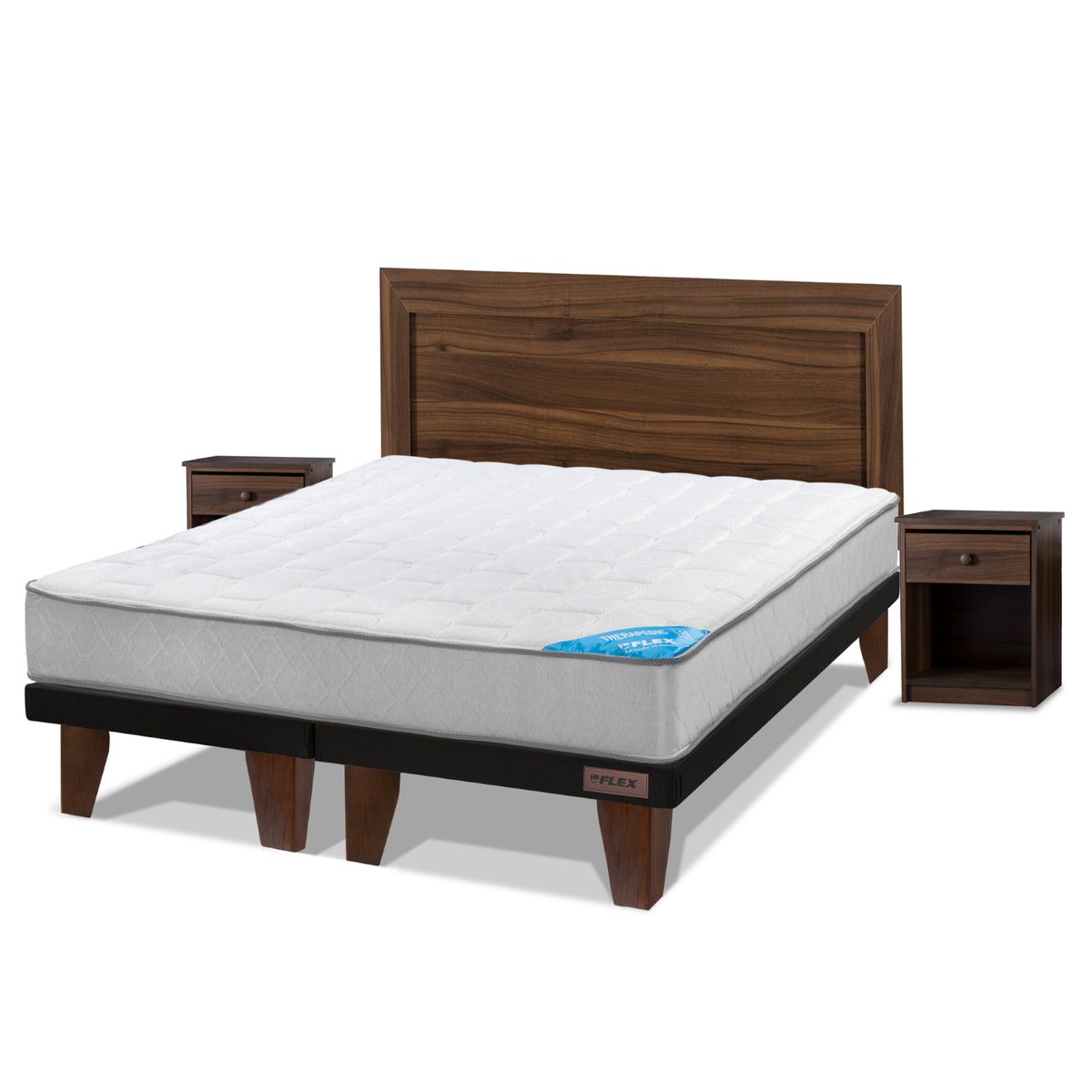 FLEX - Cama Europea Flat Therapedic New 2 plazas B/D + Set Asturias