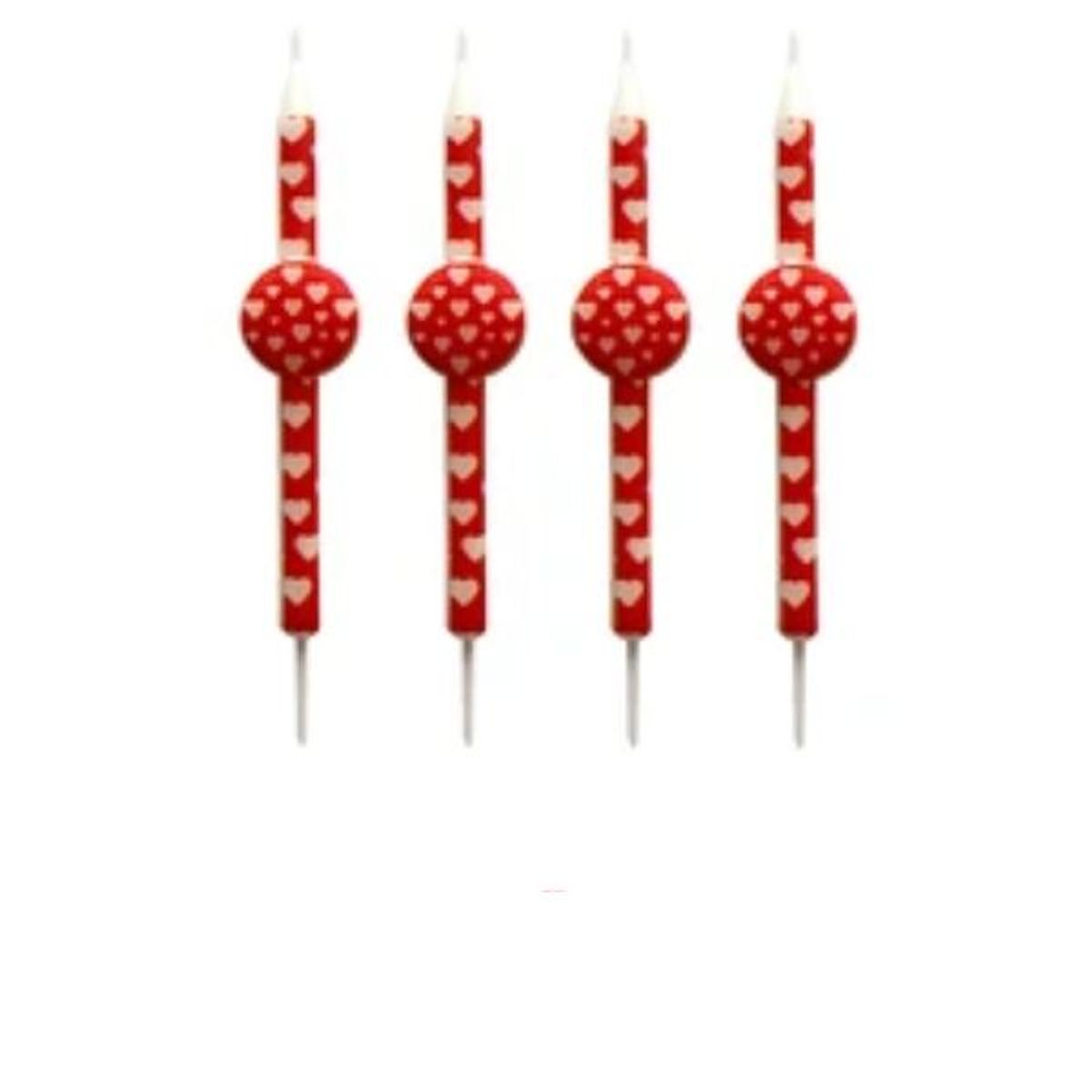 GENERICO - Velas con corazones 4pcs 14cm