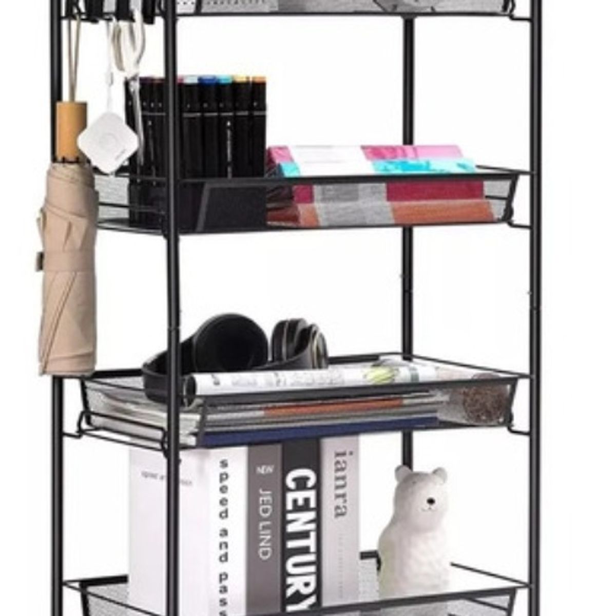 GENERICO - Carrito Carro Organizador Ruedas Multiuso 4 Niveles Negro