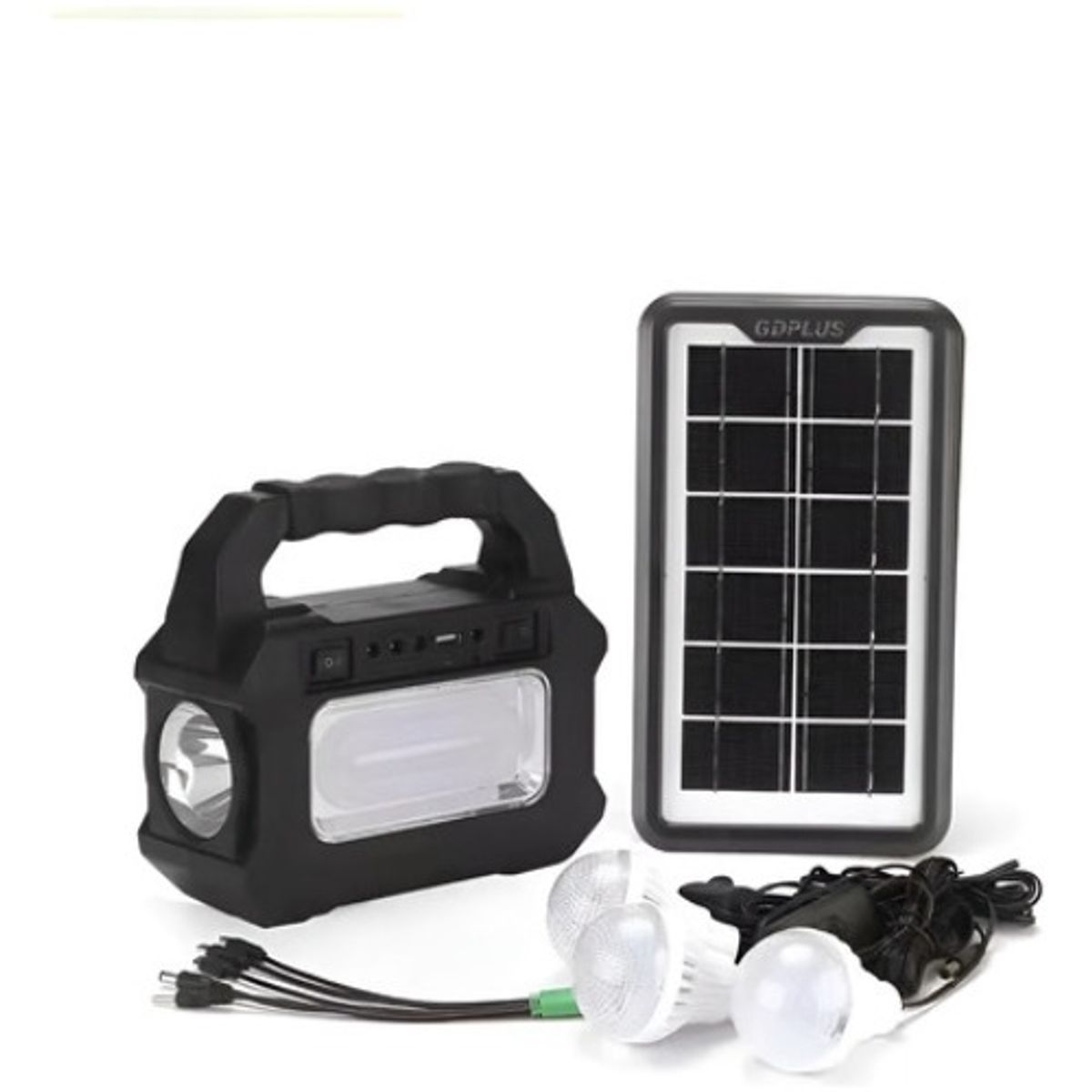GENERICO - Kit Solar Emergencia Camping 220v Ampolletas 36hrs  Negro - 220052