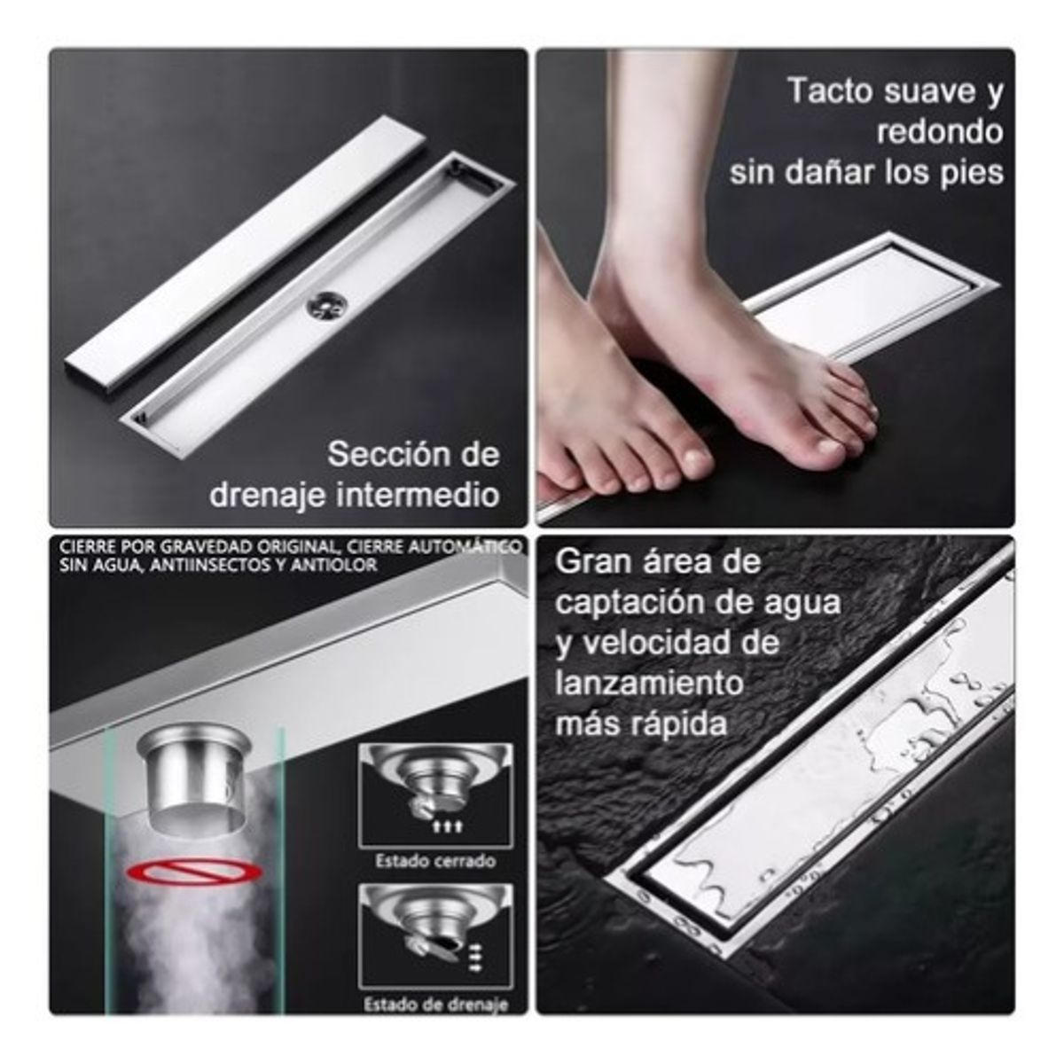 GENERICO - Rejilla De Cubierta Anti-olor Ducha Anti-obstrucción 10×40cm 301024