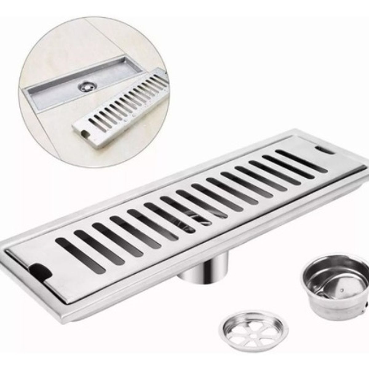 GENERICO - Desagüe De Ducha De Baño 40x10cm Rectangular De Acero Inoxid