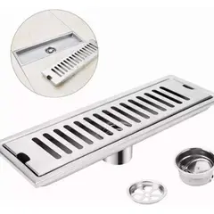 GENERICO - Desagüe De Ducha De Baño 40x10cm Rectangular De Acero Inoxid