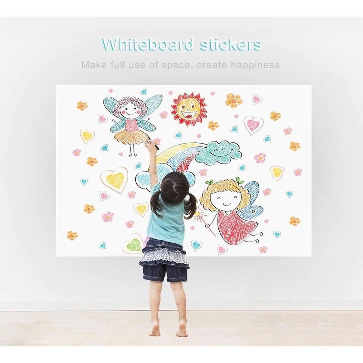 GENERICO - Pizarra Sticker Negro Blanco Vinilo 45x200cm + Tizas Surtida