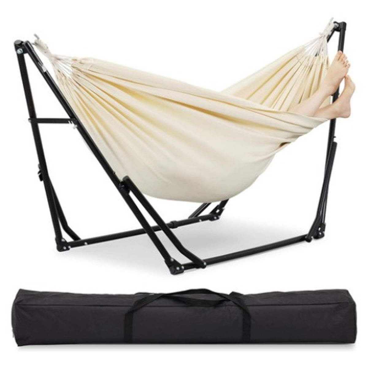 GENERICO - Hamaca Con Base Soporte De Acero Y Estuche Portatil Beige - 300055