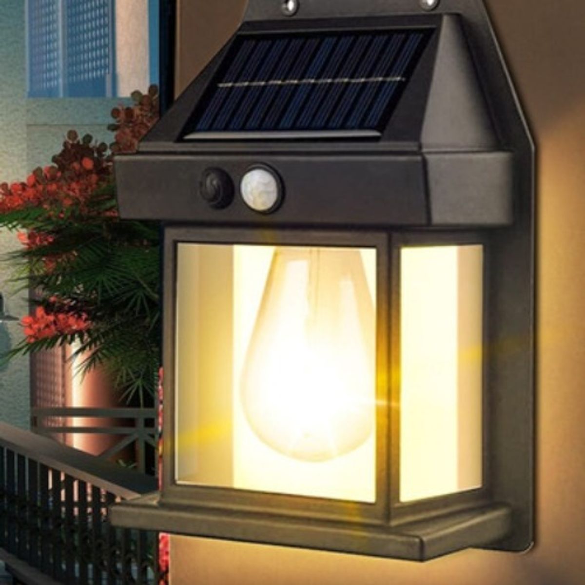 GENERICO - Pack 2 Farol Solar De Pared + Sensor Movimiento Exterior Negro