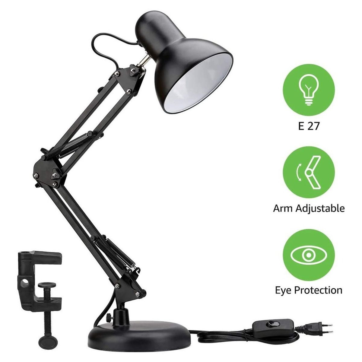 GENERICO - Lámpara Flexible Escritorio Estudio Dibujo Con Clip  230001