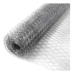 GENERICO - Malla Hexagonal Gallinera 1mt Alto X 20mt Largo Acero Gris