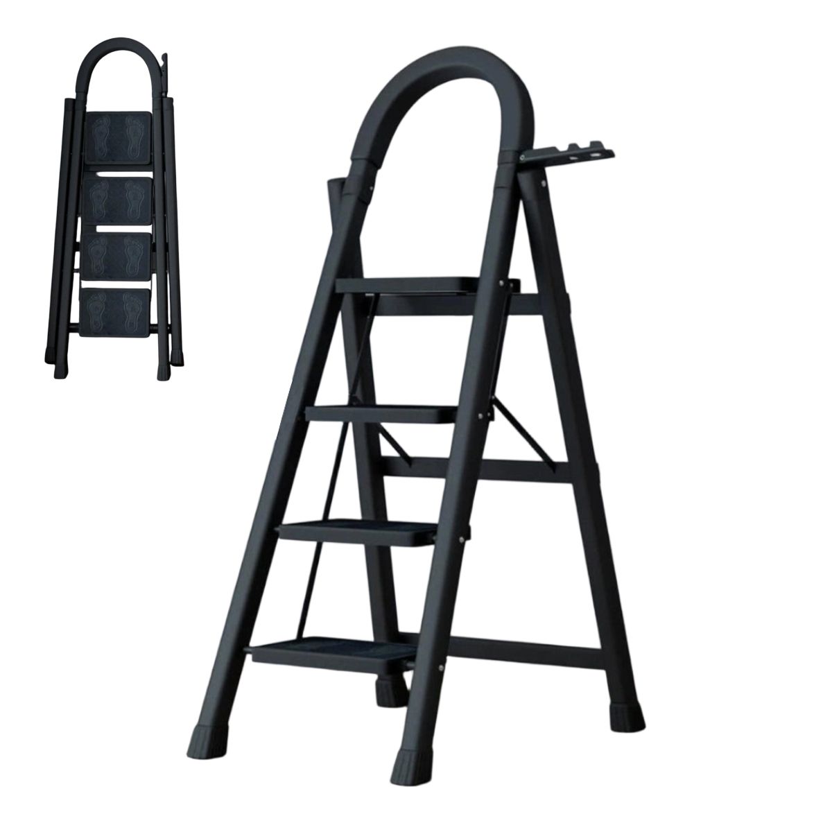 KINDA NICE - Escalera Plegable 4 Escalones Antideslizante Segura