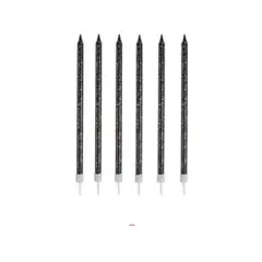 GENERICO - Velas largas negra con puntos blanco 14cm 6pcs