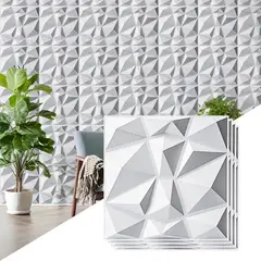 EVERSO - Pack 50 Panel Decorativo Pared 3d Pvc Diamante 30x30cm