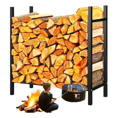 GENERICO - Leñero Estante Para Madera Interioresexteriores Acero Negro