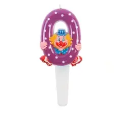 GENERICO - Vela Nº 0 morada con payaso 14cm