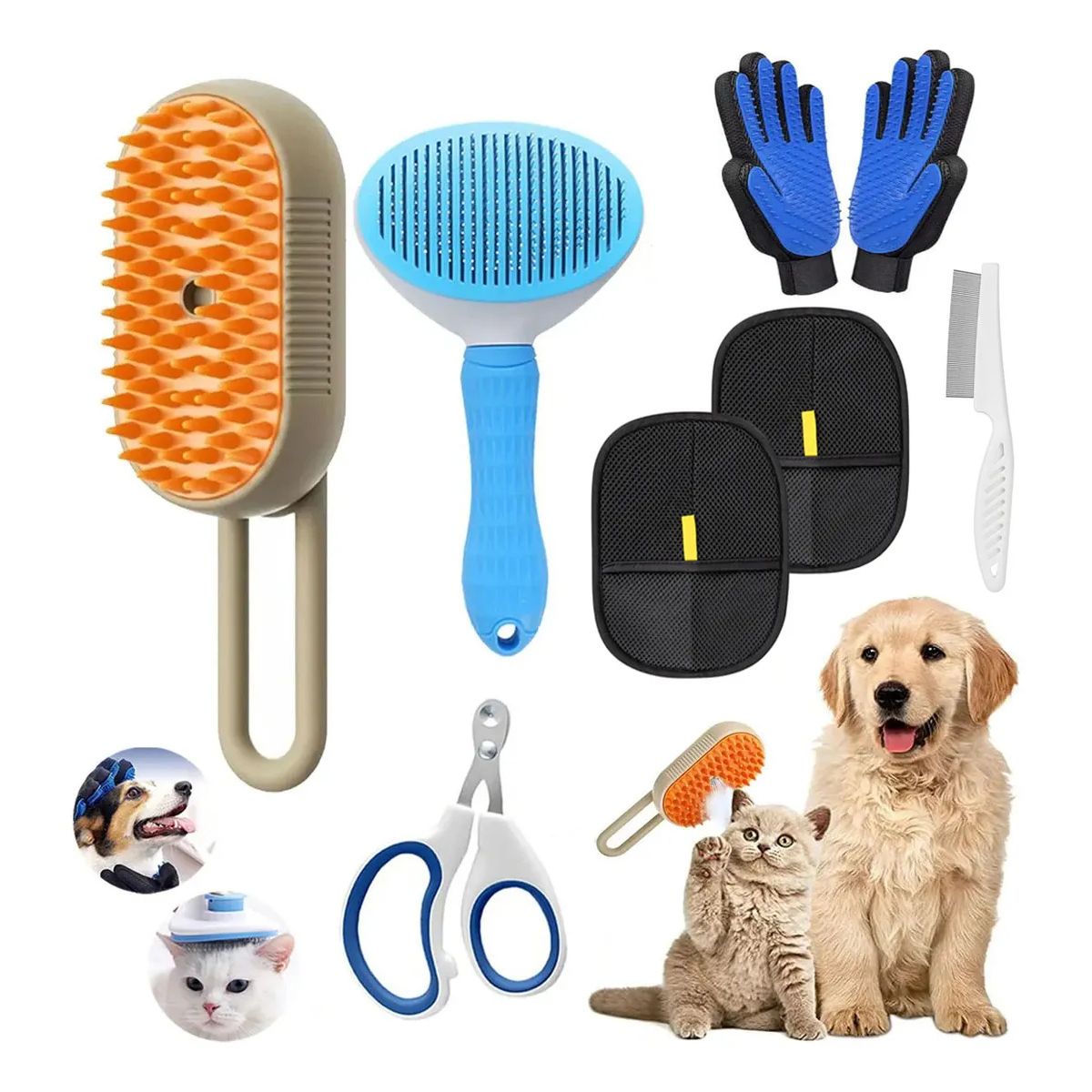 KUANGYE - 8pcs Cepillo Deslanador Perro Gato Vapor Mascota Masajeador