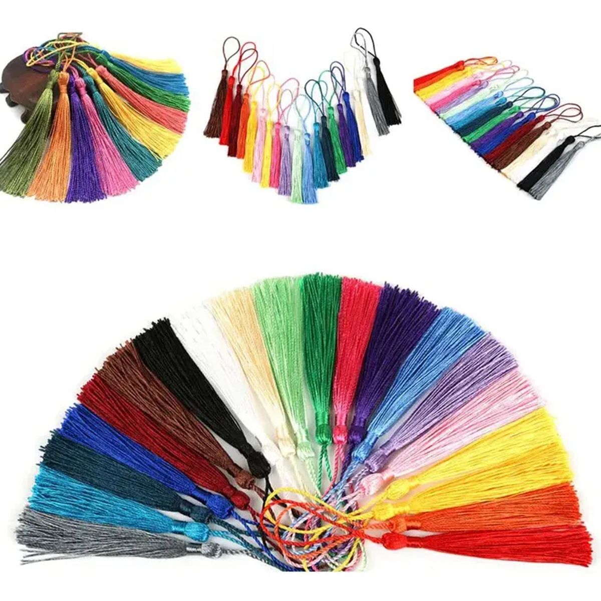 GENERICO - 100 Borlas Llaveros Decorativo Bisutería Adorno Manualidades Aleatorio 13 Cm