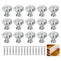 KINDA NICE - Pack 15 De Tiradores Para Cajones Estilo Diamante 30mm Blanco Diamante