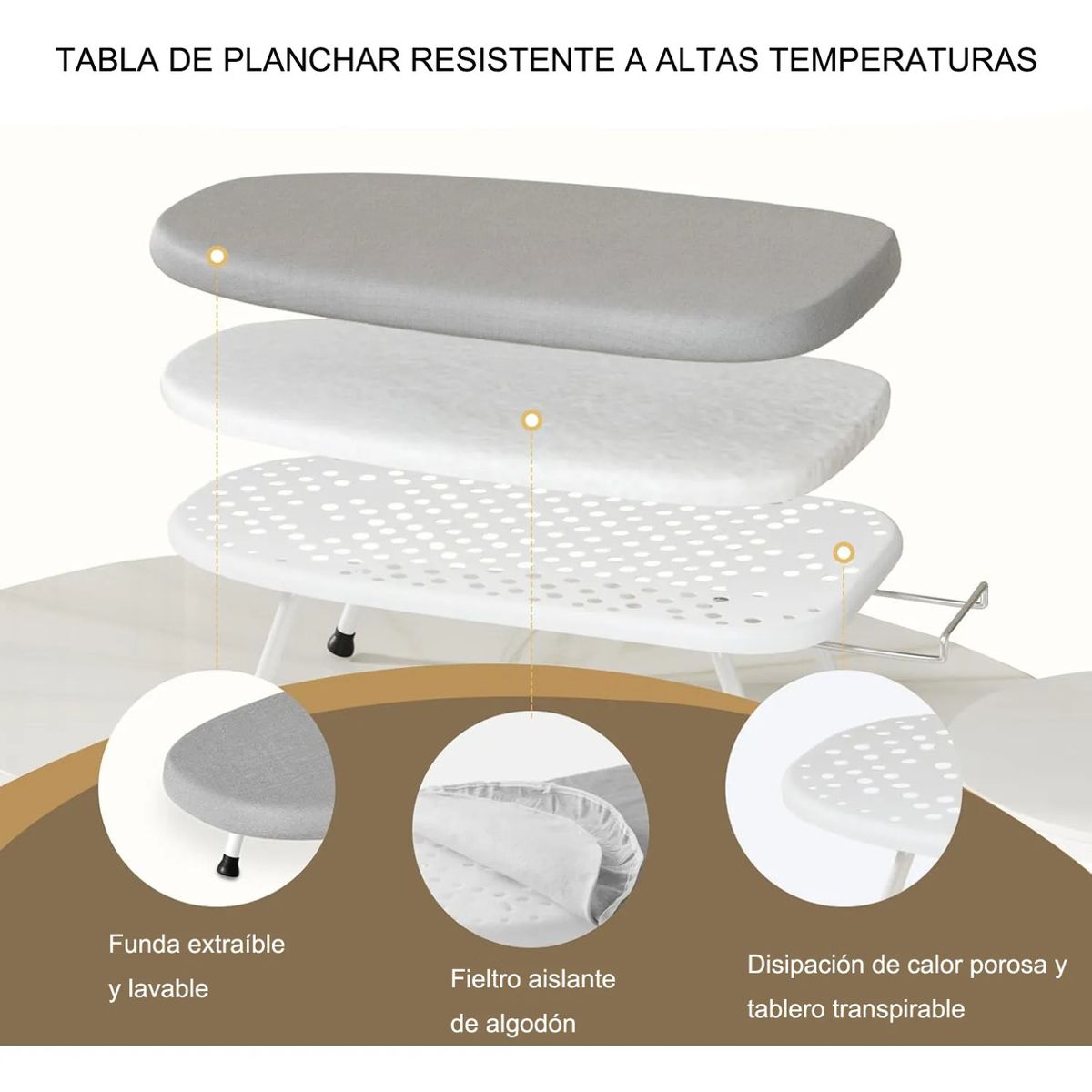 EVERSO - Tabla De Planchar De Mesa Plegable Compacta Y Portátil