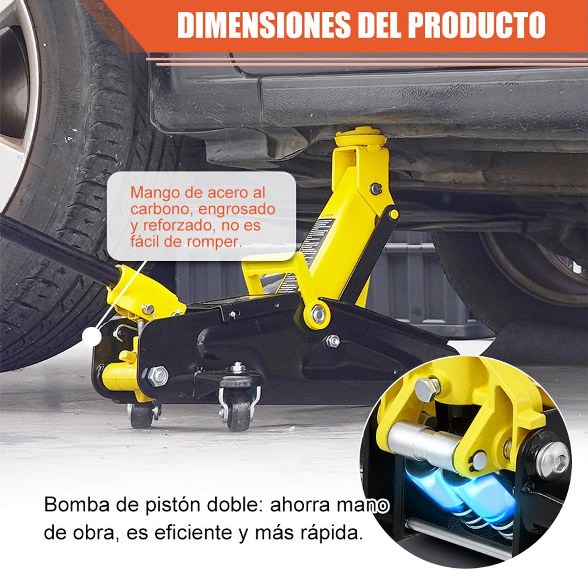 GENERICO - Gata Hidraulica Horizontal Durable Fácil Auto Camión 2T