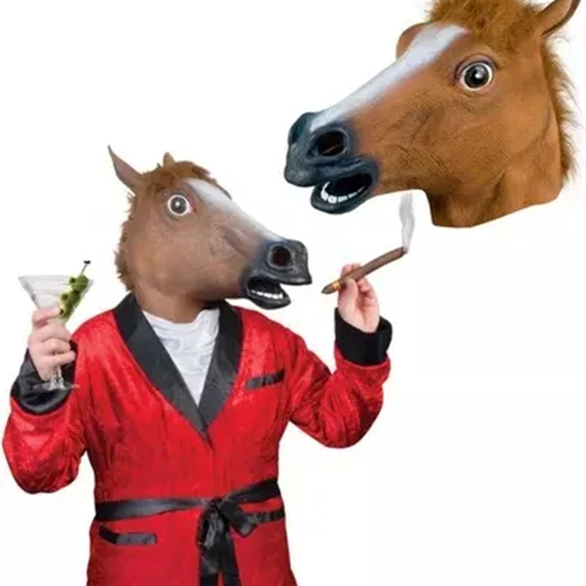 GENERICO - Máscara De Caballo De Lujo De Látex Cosplay Cabeza Completa Marrón