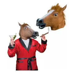 GENERICO - Máscara De Caballo De Lujo De Látex Cosplay Cabeza Completa Marrón