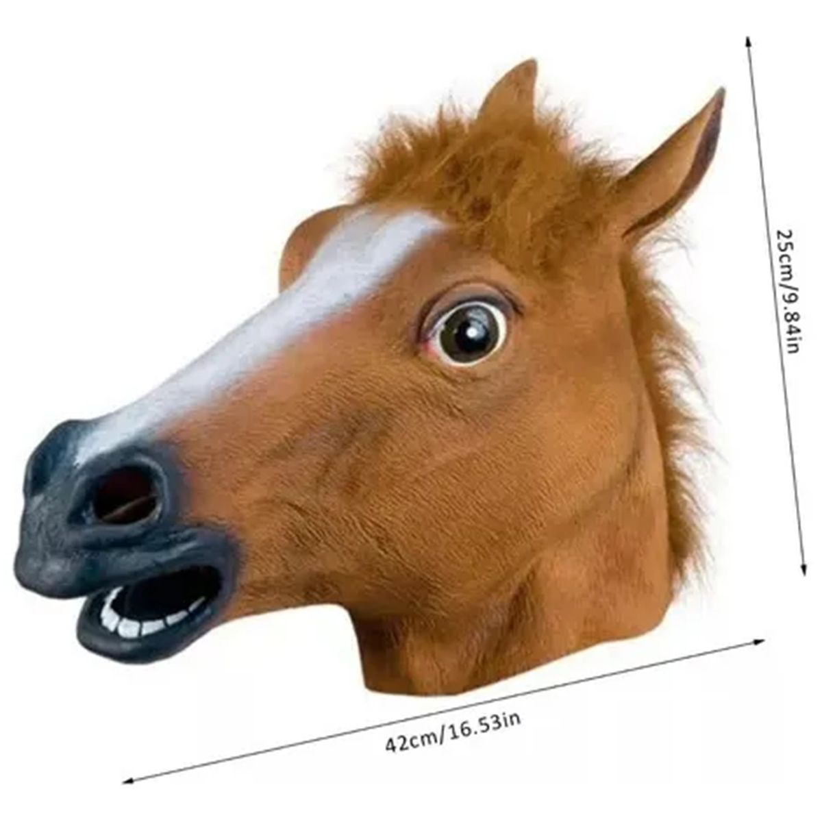 GENERICO - Máscara De Caballo De Lujo De Látex Cosplay Cabeza Completa Marrón