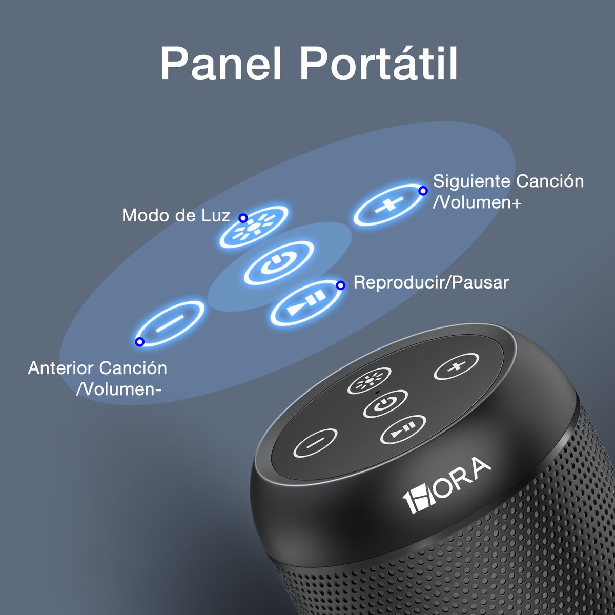 1 HORA - Parlante Bluetooth 1Hora BOC242 FM Bocina con Luces RGB Conectividad AUX USB TF Negro