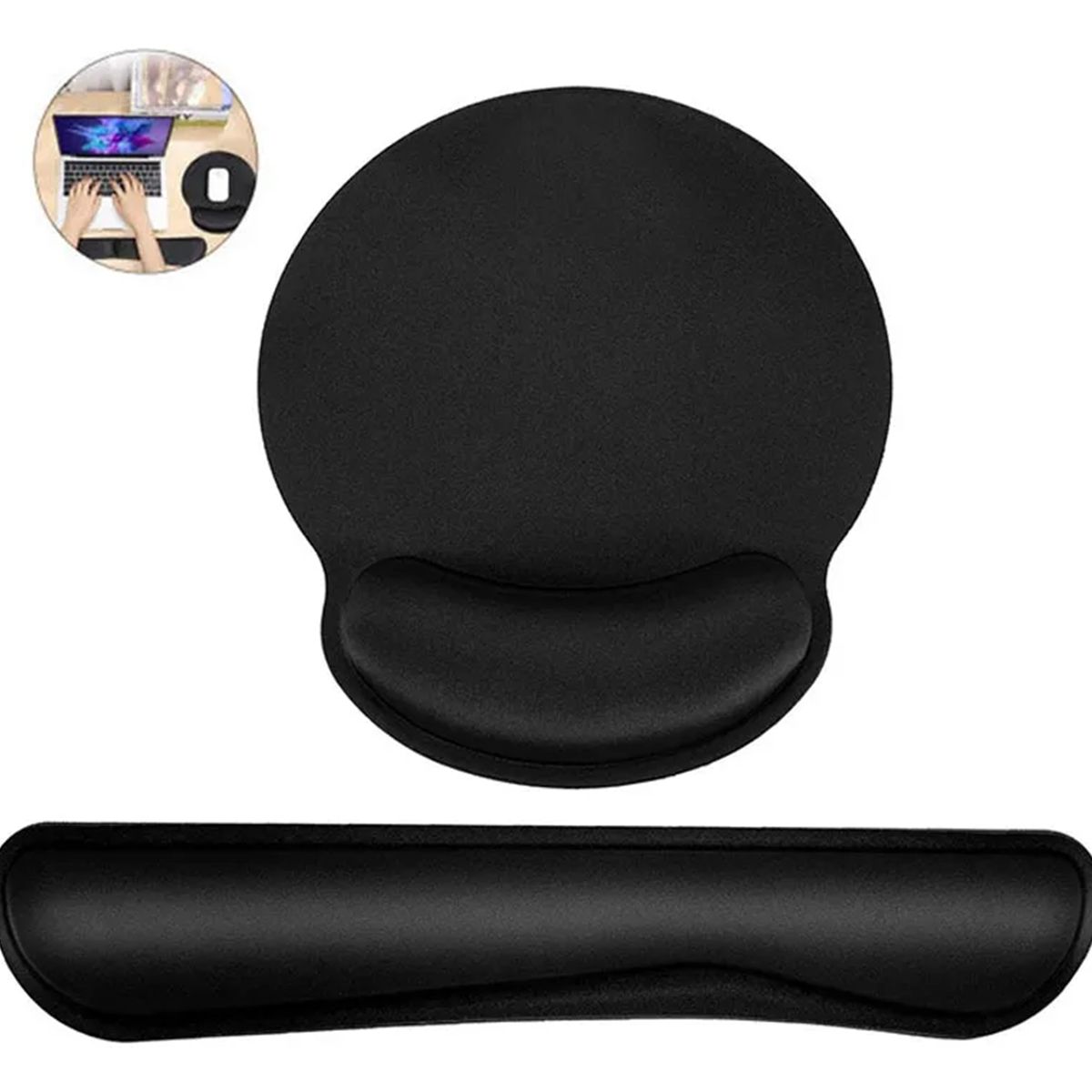 GENERICO - Alfombrilla Ratón Ergonómico De Ratón Y Almohadilla Teclado Negro