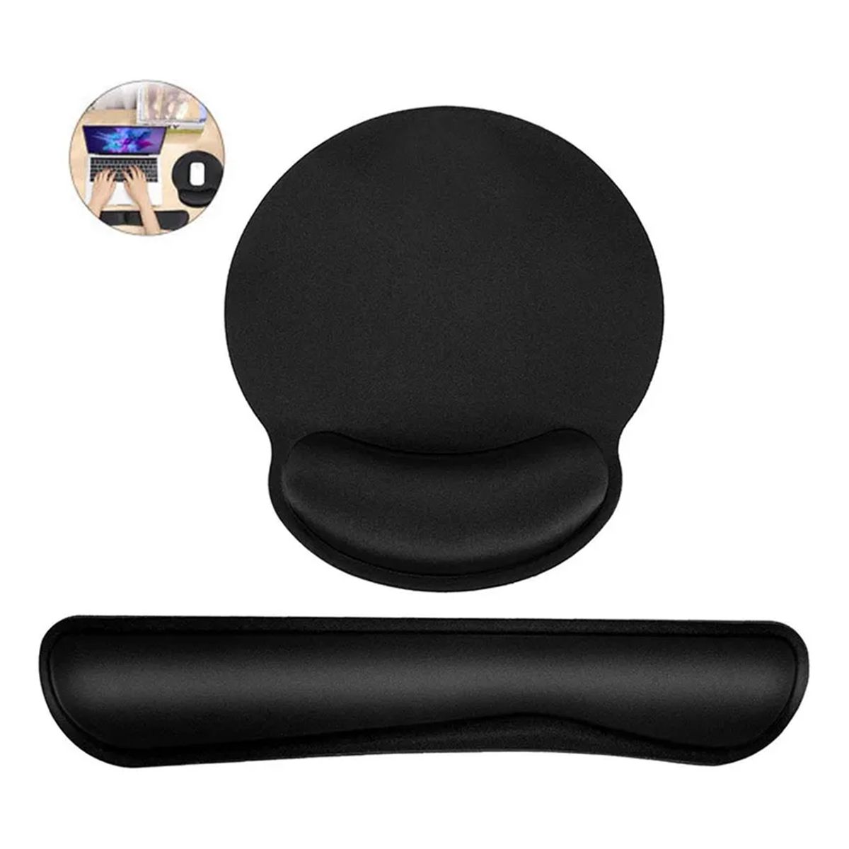 GENERICO - Alfombrilla Ratón Ergonómico De Ratón Y Almohadilla Teclado Negro