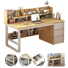 WUWAWDOGA - Escritorio C Cajones Estanteria P Libros Organizador 120x103x50cm Caqui