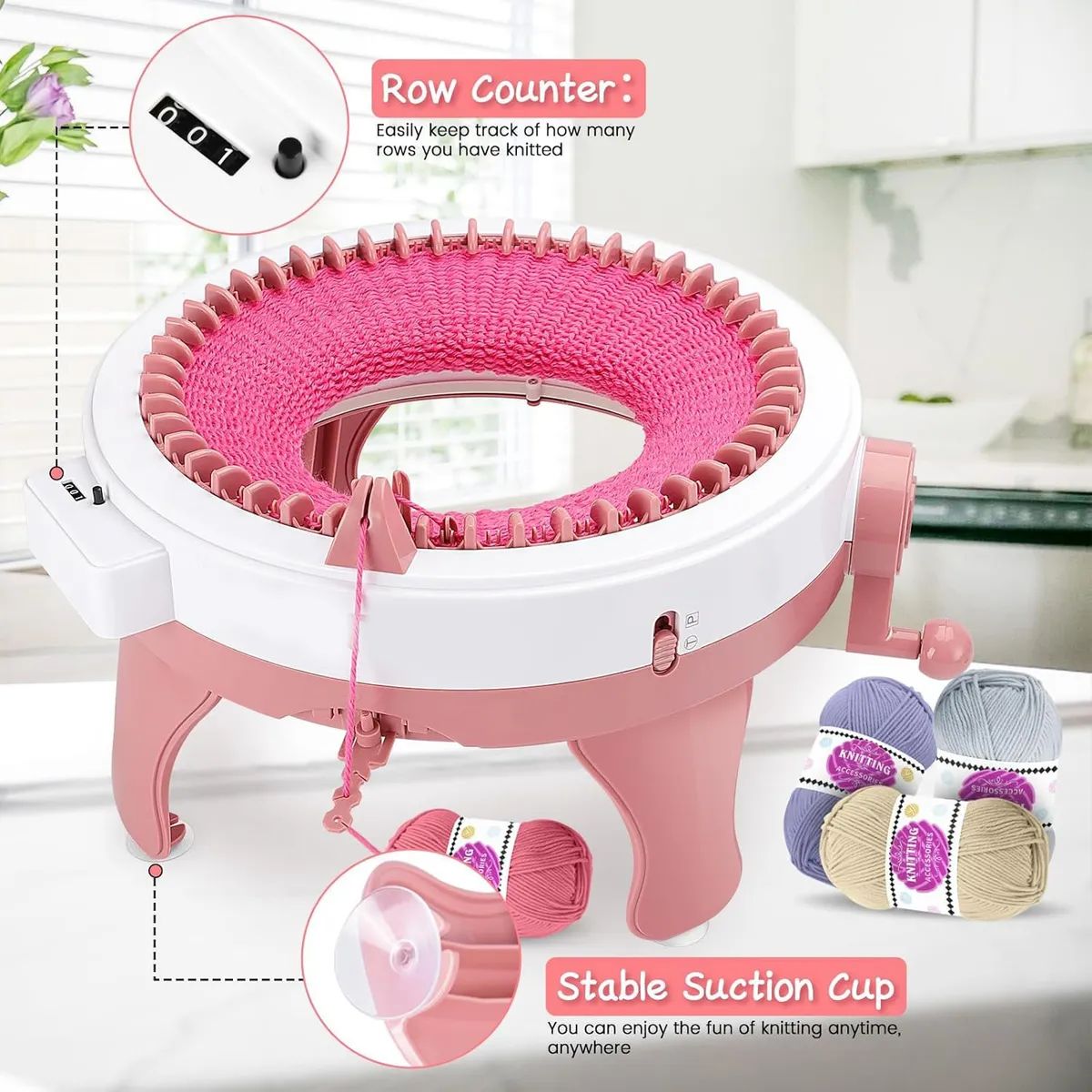 GENERICO - Máquina De Tejer Con 48 Agujas, Telar De Circular Giratorio