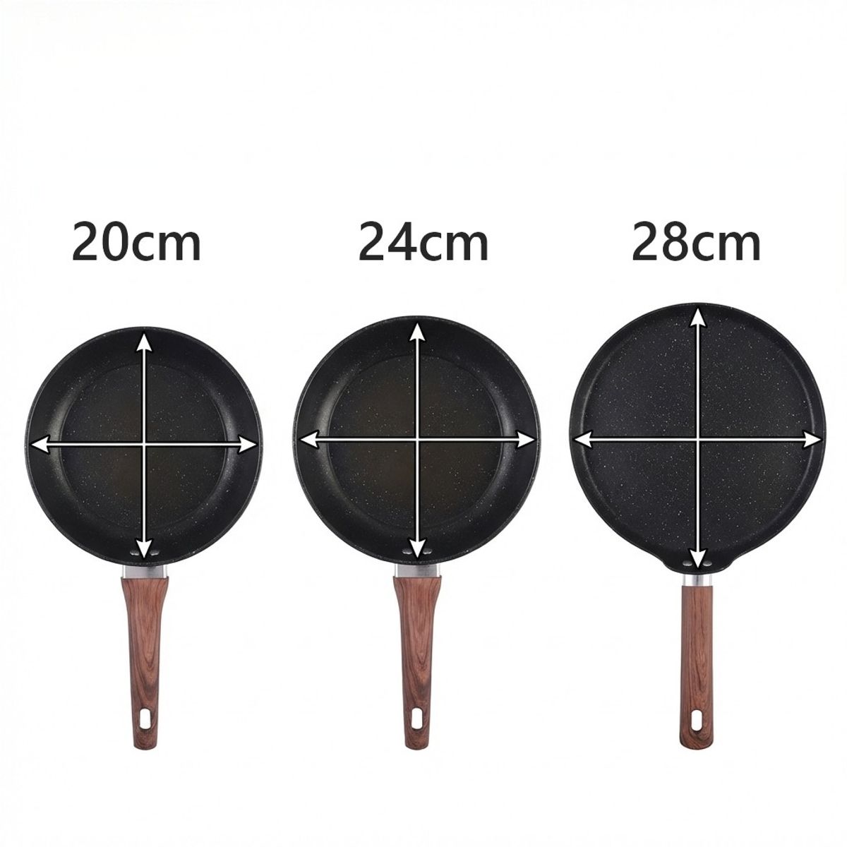 GENERICO - Set 3 Piezas Sartén y Pizza Antiadherente 20-24-28cm