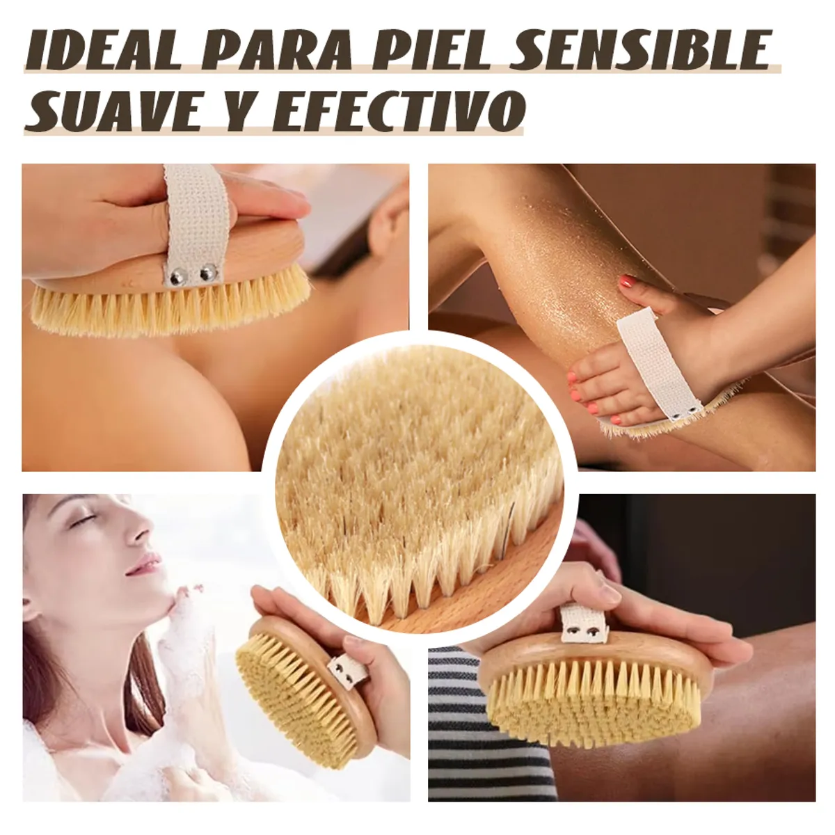 GENERICO - Cepillo De Cuerpo Natural Madera Maciza Melena Oval Baño