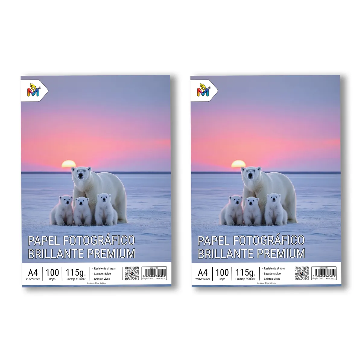MALIK - Papel Foto A4 115g x200 Hojas - Combo Ahorro Candy Bar