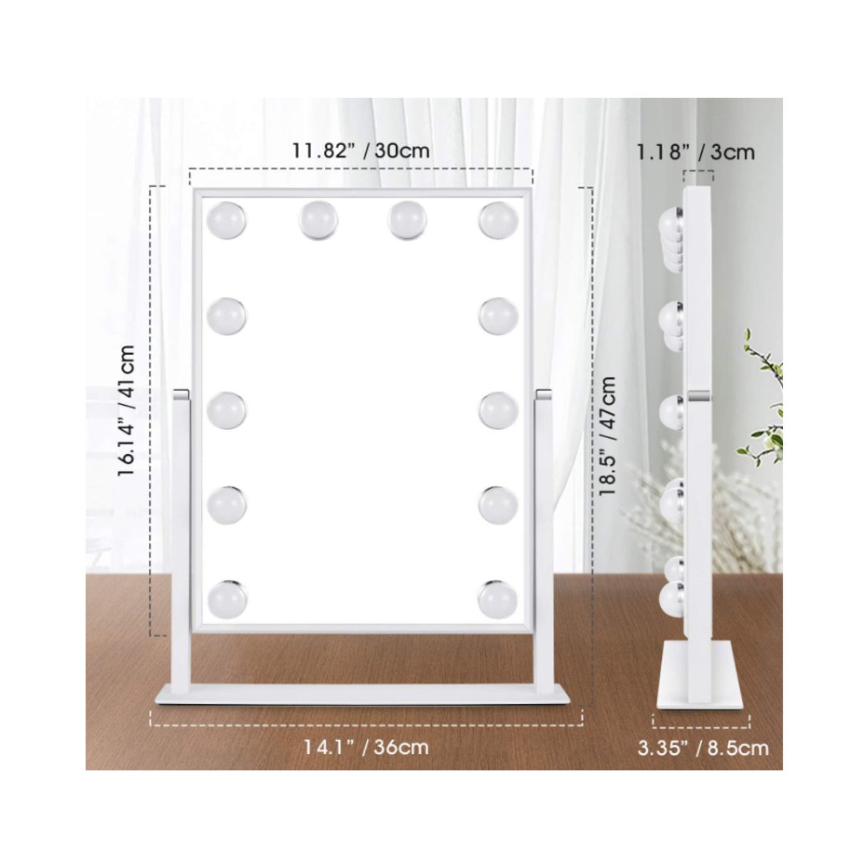 GENERICO - Espejo De Tocador Maquillaje 12 Bombillas Led Táctil Color Blanco