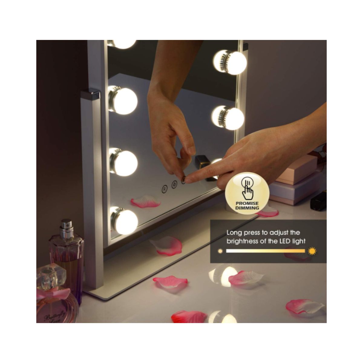 GENERICO - Espejo De Tocador Maquillaje 12 Bombillas Led Táctil Color Blanco