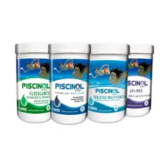 PISCINOL - Kit Mantenimiento Cloro Tabletas Multifuncion Decantador y Sube pH