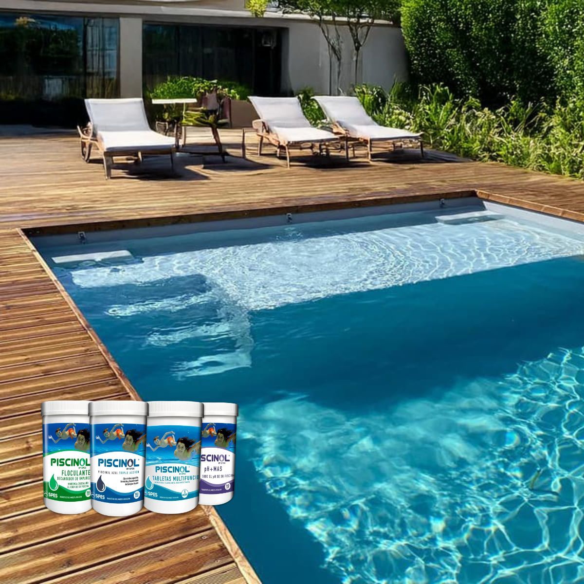 PISCINOL - Kit Mantenimiento Piscinol Cloro Tabletas Multifuncion Decantador y Sube pH