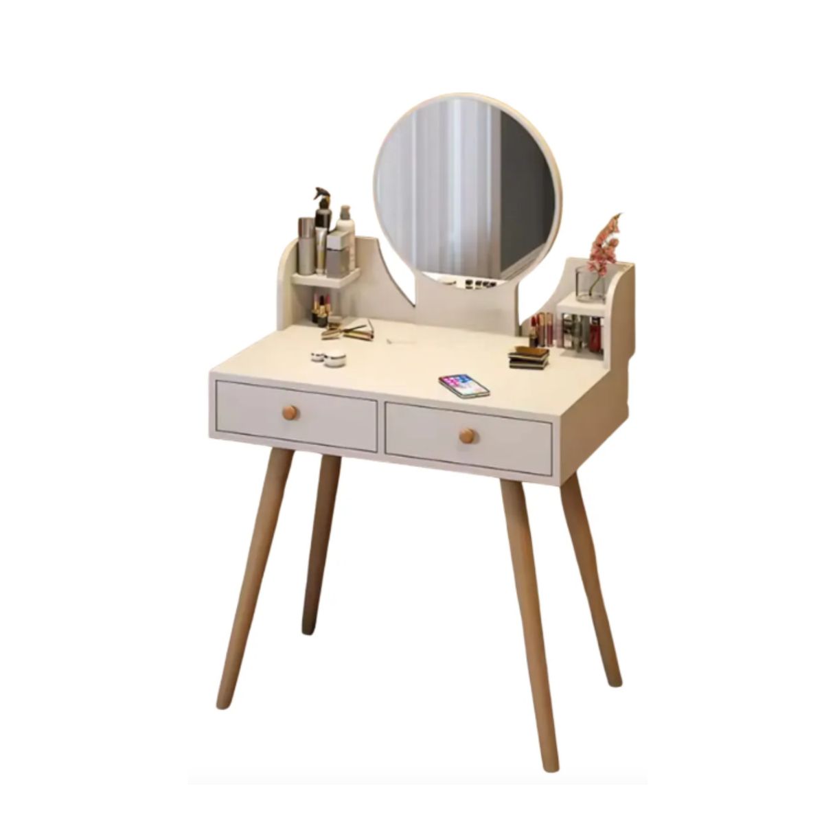GENERICO - Tocador Madera Con Espejo 60x40x73cm Con Luz Led sin taburete