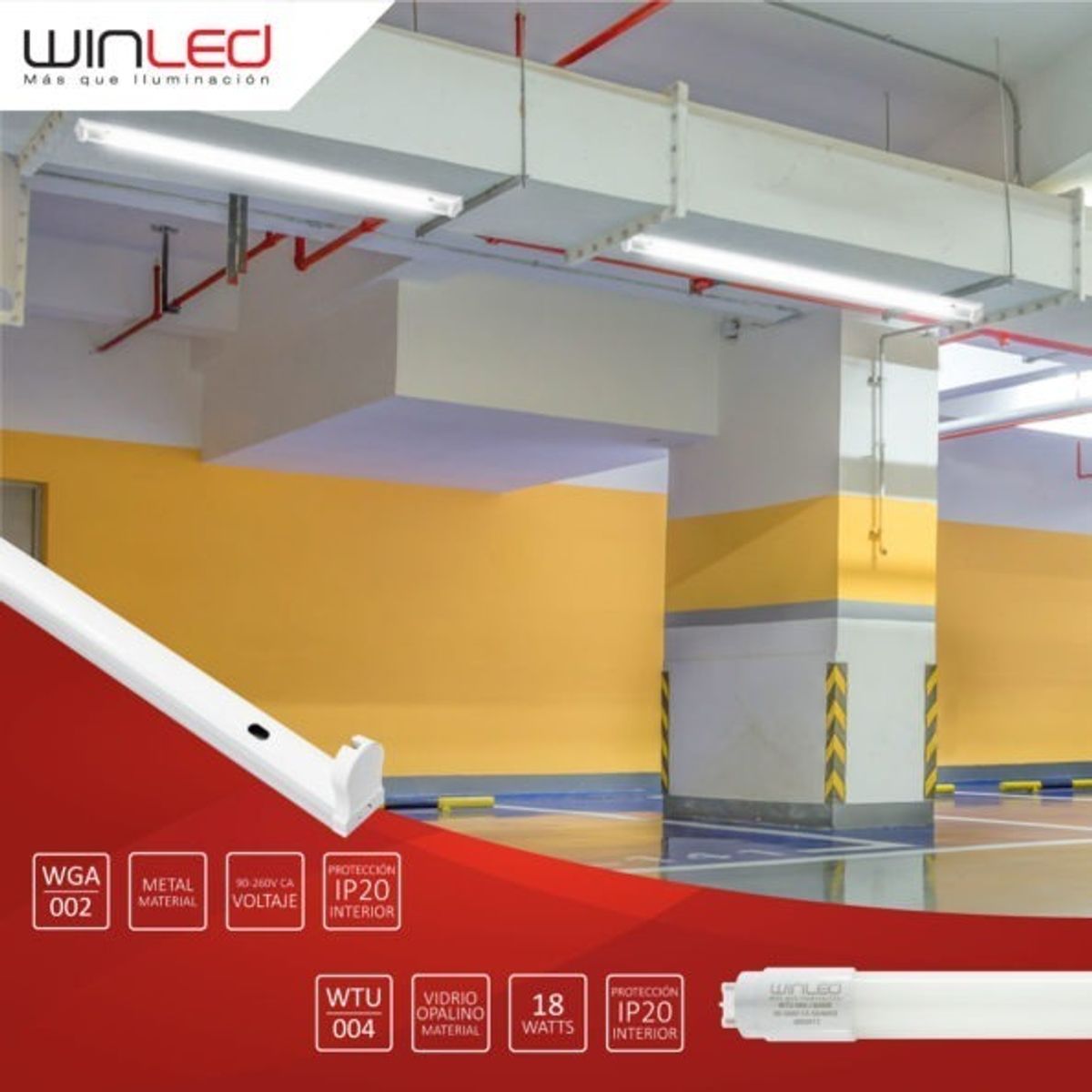 GENERICO - X5 Base Canoa Simple Para Tubo Led T8 120cm + Puente 220v Blanco - 003011