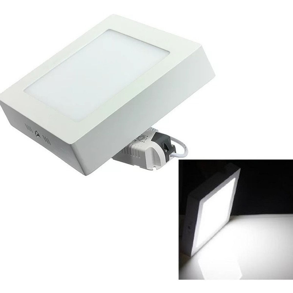 GENERICO - Foco Panel Plafón Led 12w Sobrepuesto Cuadrado Luz Frío   Blanco Blanco-003321 B 003026