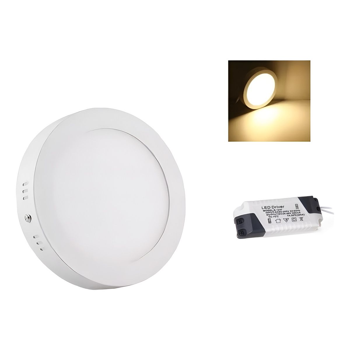 GENERICO - X4 Foco Panel Plafón Led 18w Sobrepuesto Redondo Luz Cálida