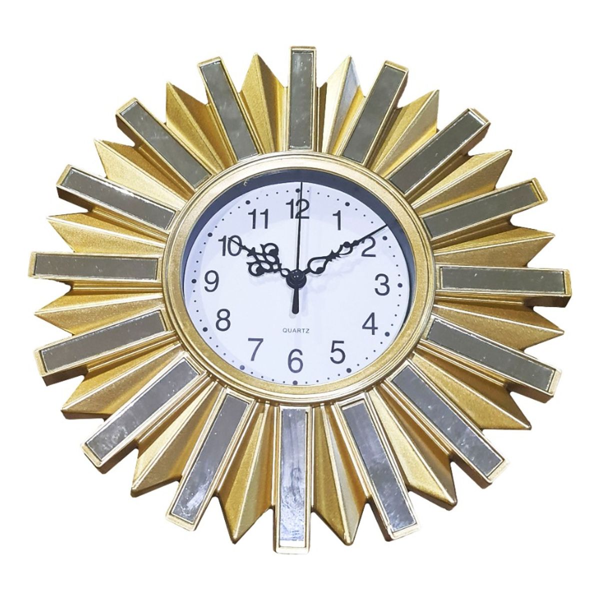 GENERICO - Reloj Mural De Pared Redondo Decorativo Espejo Silencioso Dorado - 276014