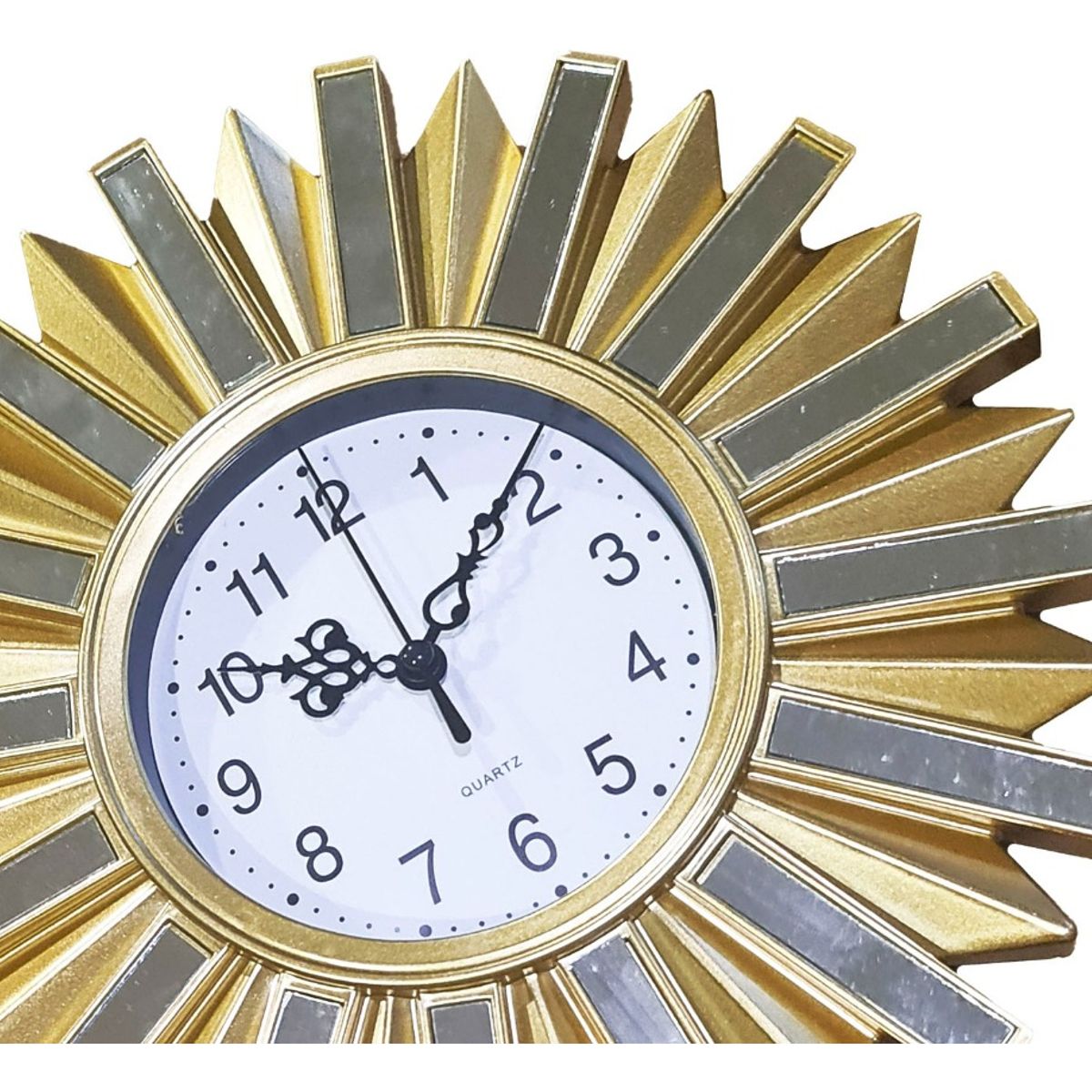 GENERICO - Reloj Mural De Pared Redondo Decorativo Espejo Silencioso Dorado - 276014