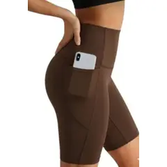 LOOK SHOP - Calza Corta Mujer, Short Deportivo Tiro Alto, Bolsillos 0358