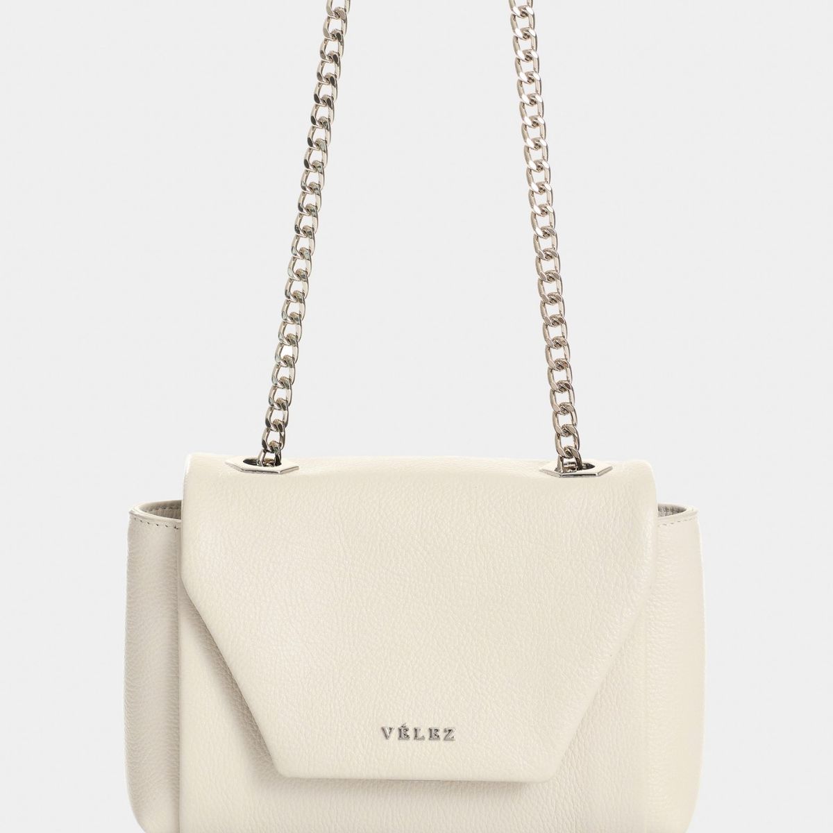 VELEZ - Vélez Cartera Lili De Cuero Para Mujer Con Cadena Blanco