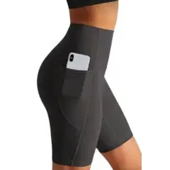 LOOK SHOP - Calza Corta Mujer, Short Deportivo Tiro Alto, Bolsillos 0358