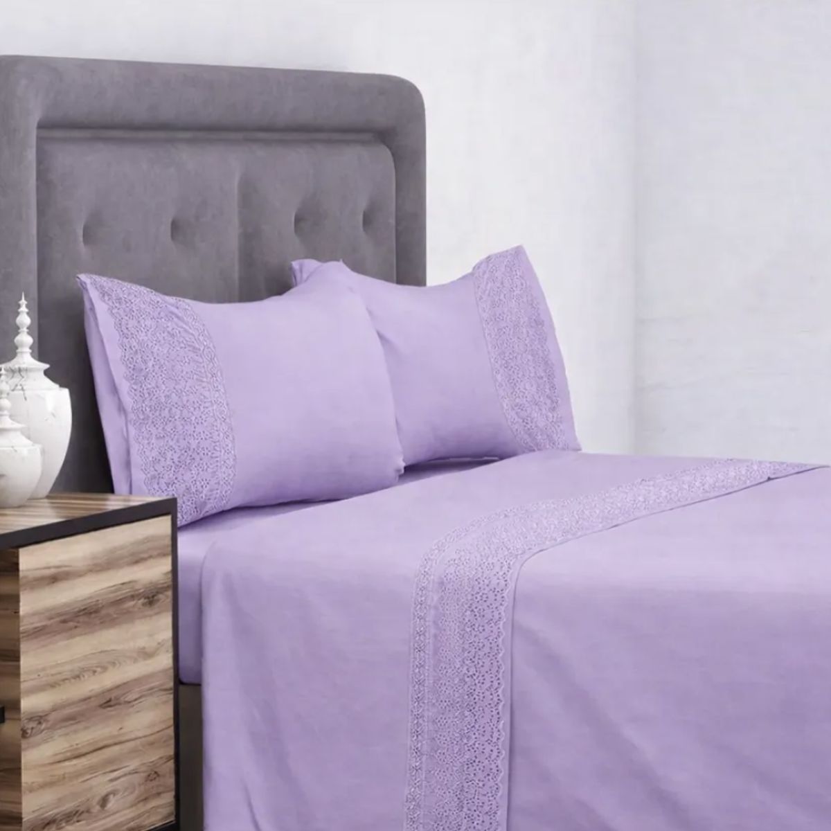 DORAL - Sabanas 2 Plazas 144 Hilos Mariane Doral Broderie Lila