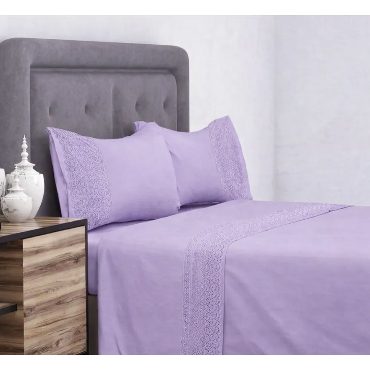 DORAL - Sabanas 2 Plazas 144 Hilos Mariane Doral Broderie Lila