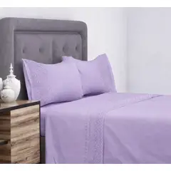 DORAL - Sabanas 2 Plazas 144 Hilos Mariane Broderie Lila